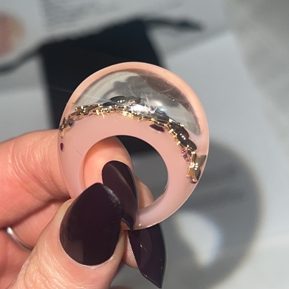 LOUIS VUITTON Pink and Gold Inclusion Dome Ring size 6.5 - Picture 12 of 13